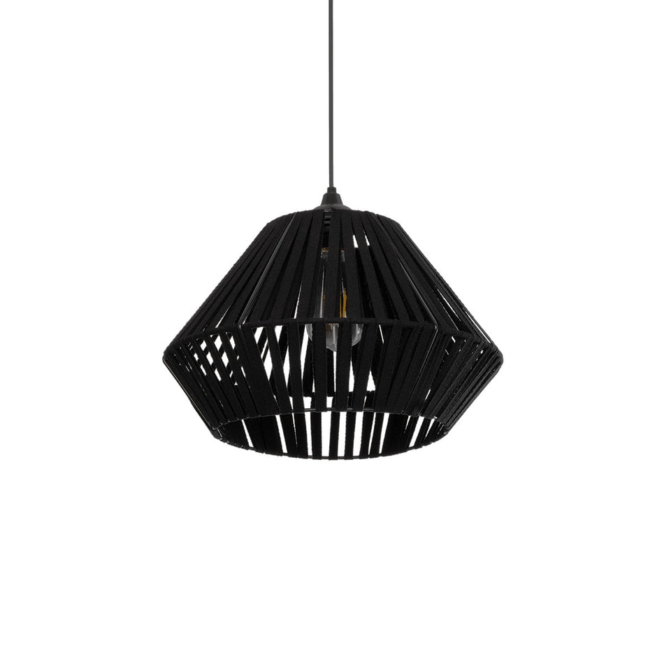 NUI 205-0061 Suspension de plafond Boho avec douille 1 x E27 AC 220-240V IP20 - Noir - L36 x P36 x H27cm