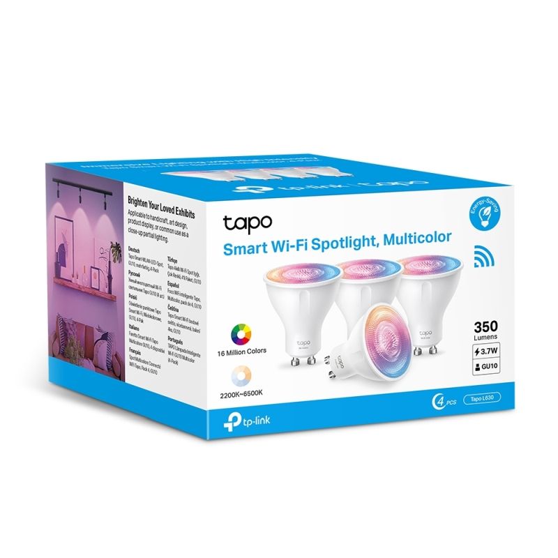 TP-Link Smart Spotlight Tapo L630 GU10 3.7W Dimmable Multicolor (4-pack)