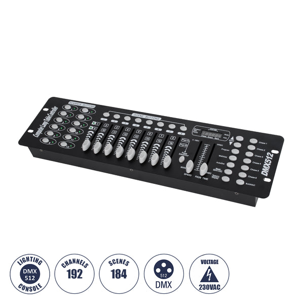 73493 DMX 192 Channel Fader Console - Κονσόλα Φωτισμού 192 Καναλιών DMX AC 100-240V - IP20 Μ48 x Π13.5 x Υ7cm - 2 Χρόνια Εγγύηση