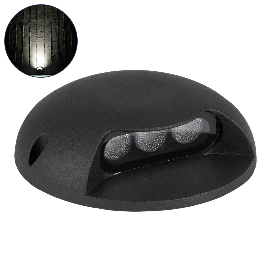 STEPLUNA 90617 Φωτιστικό Σκαλοπατιού / Διαδρόμου LED 3W 345lm 10° DC 24V Αδιάβροχο IP65 Φυσικό Λευκό 4500K Dimmable - Bridgelux SMD Chip - Μαύρο Ματ - Μ12 x Π12 x Υ3cm - 3 Χρόνια Εγγύηση