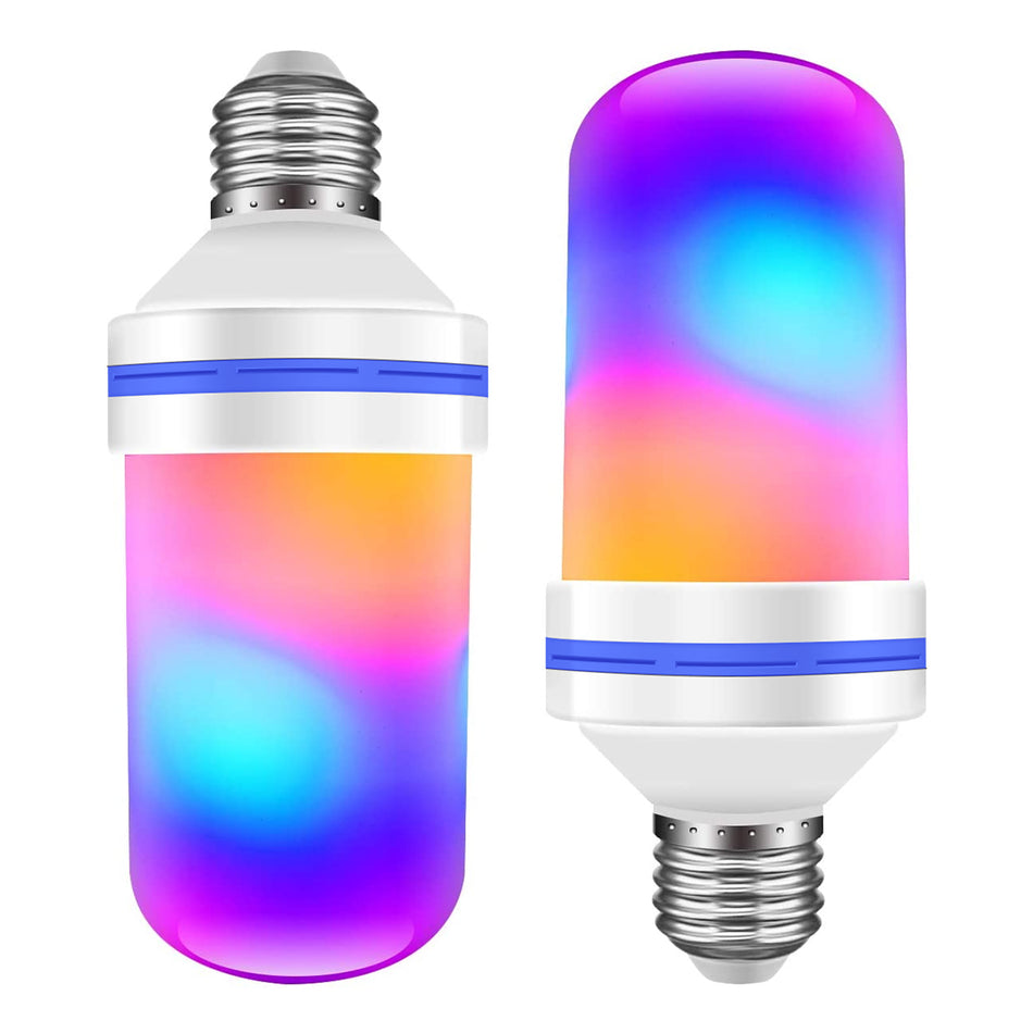 GLOBOSTAR® TUBULAR 76076 Λάμπα E27 LED 9W 350lm 260° AC 220-240V IP20 Πολύχρωμο RGB με 4 Λειτουργίες Εφέ Φλόγας & Αναστροφή - Λευκό Γαλακτερό - Μ6 x Π6 x Υ15cm - 2 Χρόνια Εγγύηση