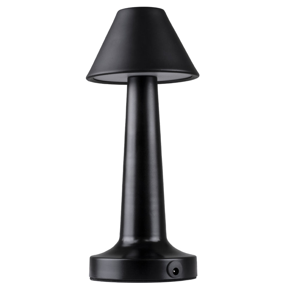 GloboStar® MOLLY 76515 Επαναφορτιζόμενο Επιτραπέζιο Φωτιστικό Πορτατίφ LED 1.5W 105lm 120° DC 5V IP44 Θερμό Λευκό 2700K Dimmable Μαύρο Αλουμίνιο - Μ10 x Π10 x Υ23cm - 2 Xρόνια Εγγύηση