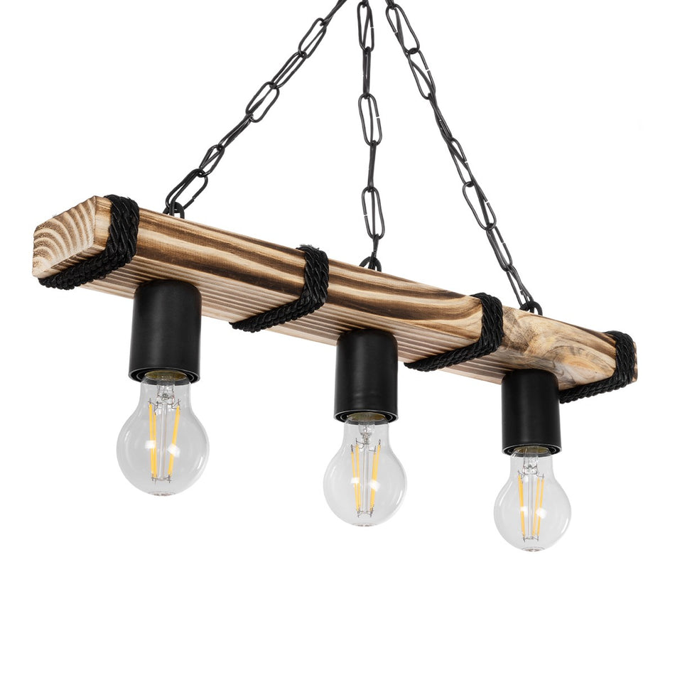 GLOBOSTAR® GLISTER 201-0003 Vintage Κρεμαστό Φωτιστικό Οροφής με Ντουί 3 x E27 AC 220-240V IP20 - Μπεζ & Μαύρο - Μ50 x Π9 x Υ10cm