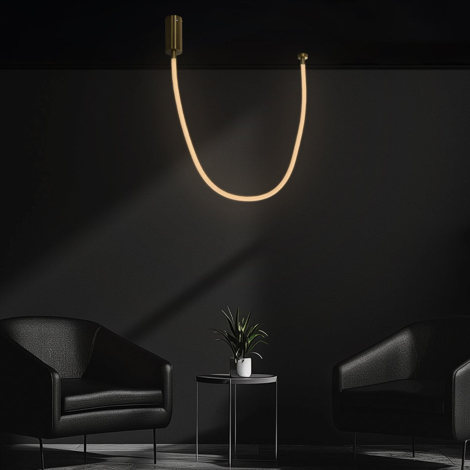 kelvo® GLOW 61666 Μοντέρνο Κρεμαστό Φωτιστικό Οροφής LED 27W 2700lm 360° AC 220-240V IP20 Ρυθμιζόμενο Λευκό CCT με Χειριστήριο από 2700K έως 6000K Dimmable - Lumileds SMD Chip - Χρυσό Πλατίνα & Λευκό Νήμα - Μ90 x Π9 x Υ95cm - 3 Χρόνια Εγγύηση