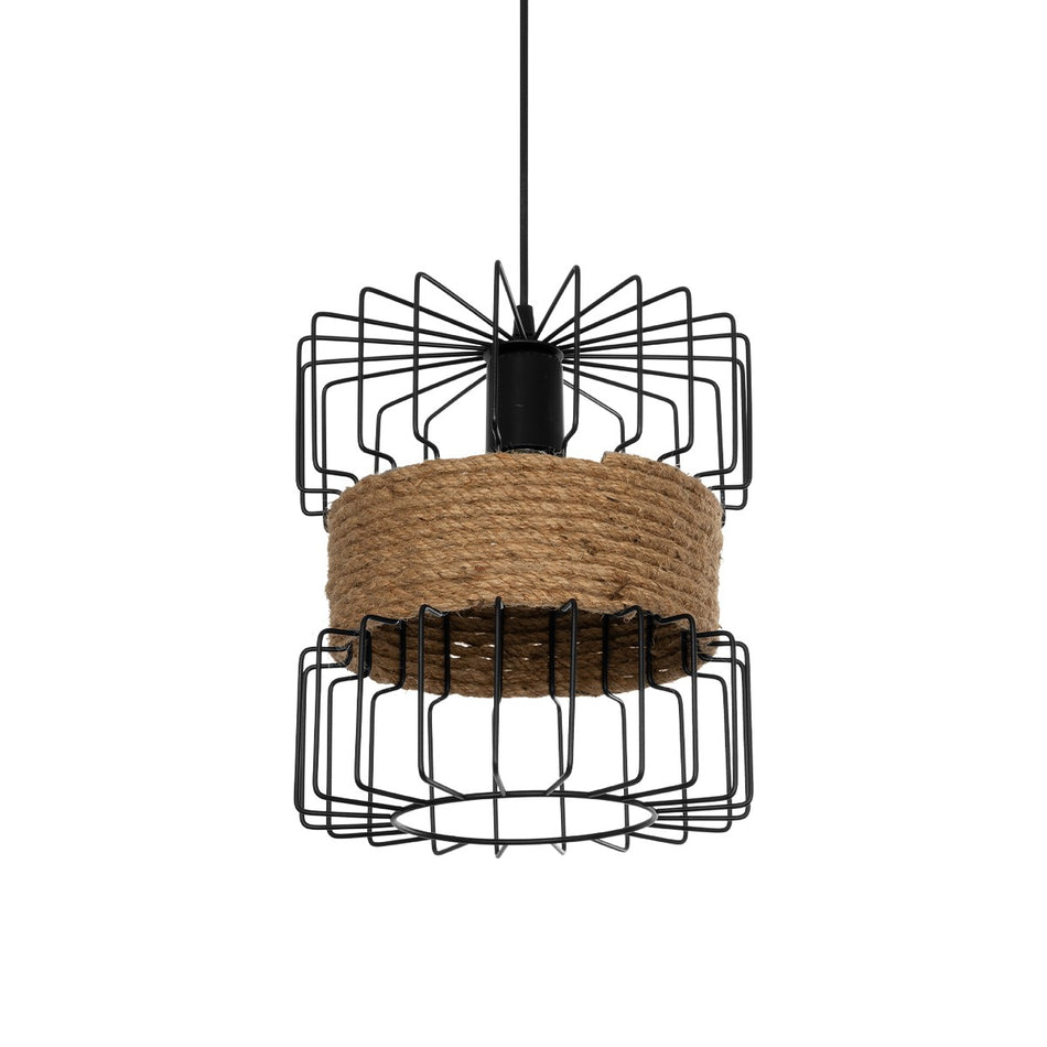 GLOBOSTAR® ORB 201-0096 Vintage Κρεμαστό Φωτιστικό Οροφής με Ντουί 1 x E27 AC 220-240V IP20 - Μαύρο & Μπεζ - Μ27 x Π27 x Υ31cm