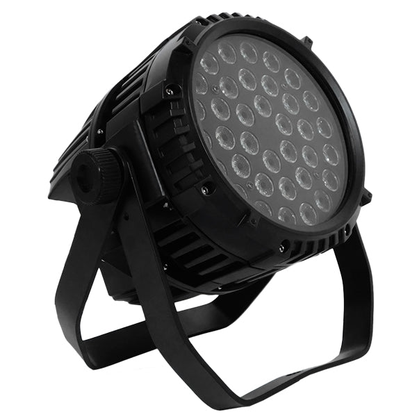 PAR 51129 Projecteur de scène Par LED 216W 15° AC 220-240V Étanche IP65 36 x 6W CREE Chip Multicolore RGB Dimmable DMX512 Protocole 7 Canaux - L29 x l29 x H35cm - Garantie 2 Ans