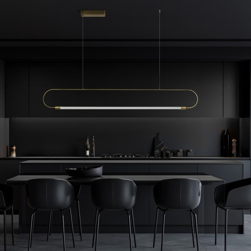 kelvo® GLOW 61664 Μοντέρνο Κρεμαστό Φωτιστικό Οροφής LED 15W 1500lm 360° AC 220-240V IP20 Ρυθμιζόμενο Λευκό CCT με Χειριστήριο από 2700K έως 6000K Dimmable - Lumileds SMD Chip - Χρυσό Πλατίνα & Λευκό Νήμα - Μ120 x Π3 x Υ17cm - 3 Χρόνια Εγγύηση