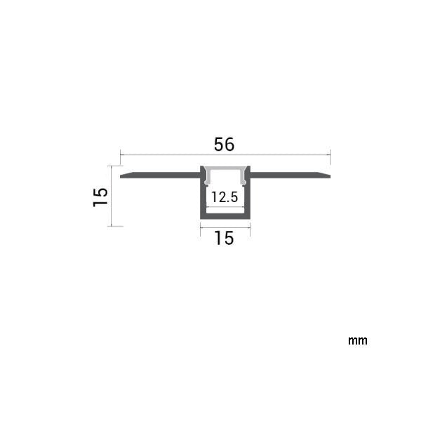 EuroSpot Προφίλ Αλουμινίου Γυψοσανίδας Ασημί Για Led Ταινίες L=2m 56x15mm NW=12.5mm Γαλακτερό Κάλυμμα