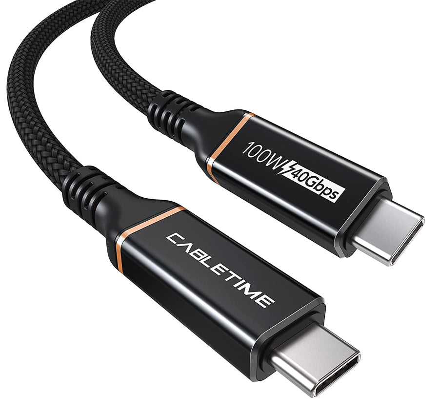 CABLETIME καλώδιο USB-C CT-USB4, 100W, 8K, 40Gbps, 1m, μαύρο