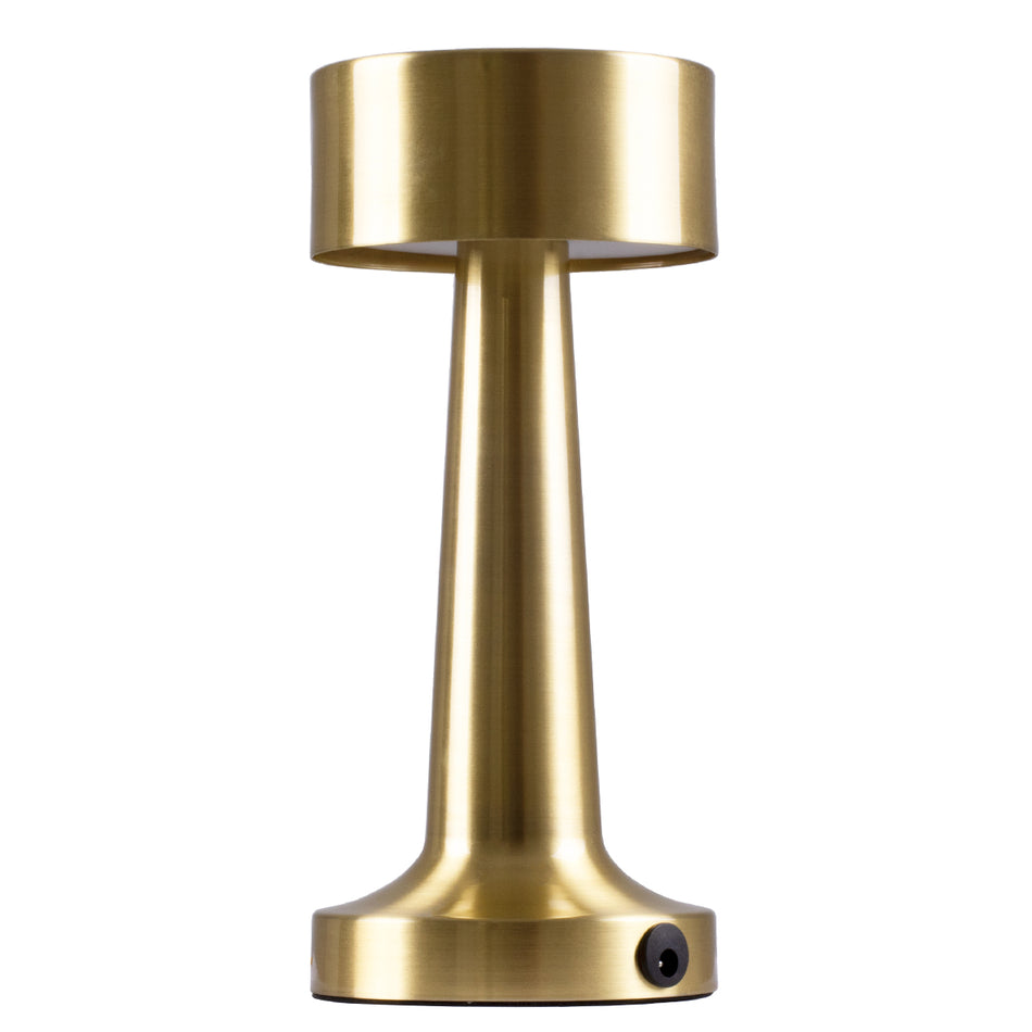 GloboStar® BELLA 76506 Επαναφορτιζόμενο Επιτραπέζιο Φωτιστικό Πορτατίφ LED 1.5W 105lm 120° DC 5V IP44 Θερμό Λευκό 2700K Dimmable Χρυσό Αλουμίνιο - Μ9 x Π9 x Υ21cm - 2 Xρόνια Εγγύηση