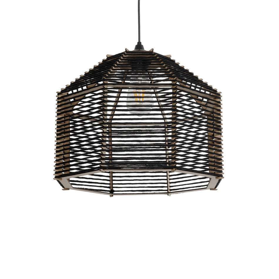 VORK 205-0027 Suspension de plafond Boho avec douille 1 x E27 AC 220-240V IP20 - Noir - L40 x l40 x H36cm