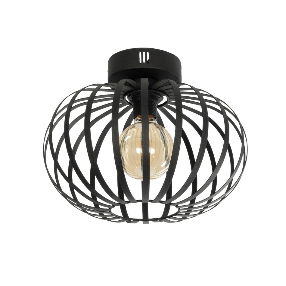 GLOBOSTAR® STAR 202-0051 Μοντέρνο Φωτιστικό Οροφής με Ντουί 1 x E27 AC 220-240V IP20 - Μαύρο - Μ40 x Π40 x Υ27cm