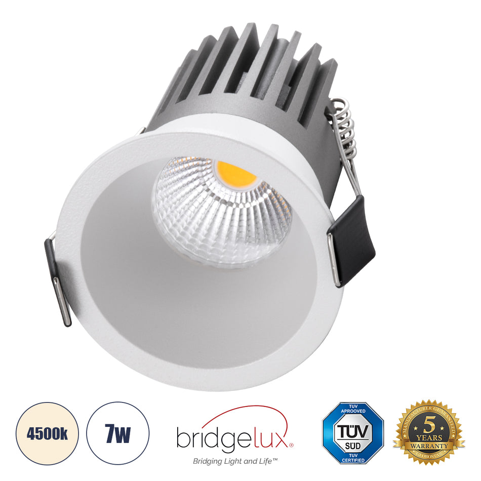 GLOBOSTAR® MICRO-B 60242 Χωνευτό Downlight Σποτ LED 7W 910lm 38° AC 220-240V IP20 Φυσικό Λευκό 4500K - Bridgelux COB Chip & TÜV SÜD Driver - Λευκό Ματ - Μ6 x Π6 x Υ7.8cm / Q5cm - 5 Χρόνια Εγγύηση