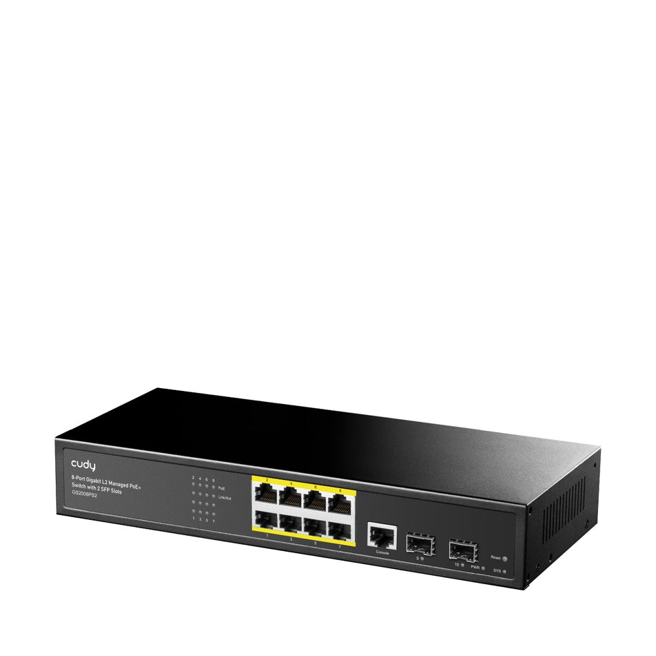 CUDY Switch GS2008PS2 8-GbE PoE L2 Managed mit 2-SFP