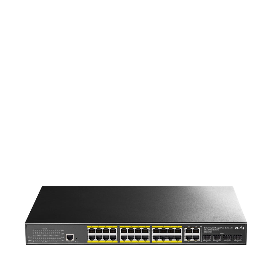 CUDY Switch GS2028PS4 24-GbE PoE L2 Managed with 4 Gigabit Combo Ports