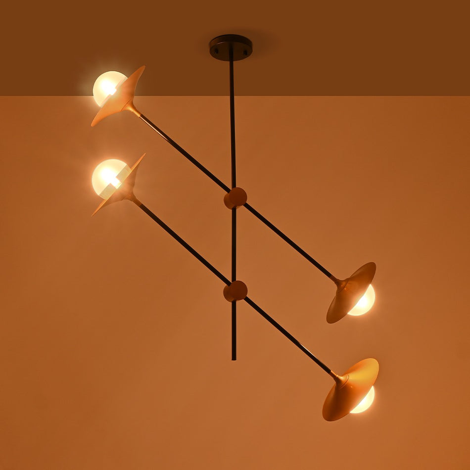 GLOBOSTAR® JOLIET 999-0044 Μοντέρνο Φωτιστικό Οροφής με Ντουί 4 x G9 AC 220-240V IP20 - Μαύρο & Χρυσό - Μ93 x Π20 x Υ106cm