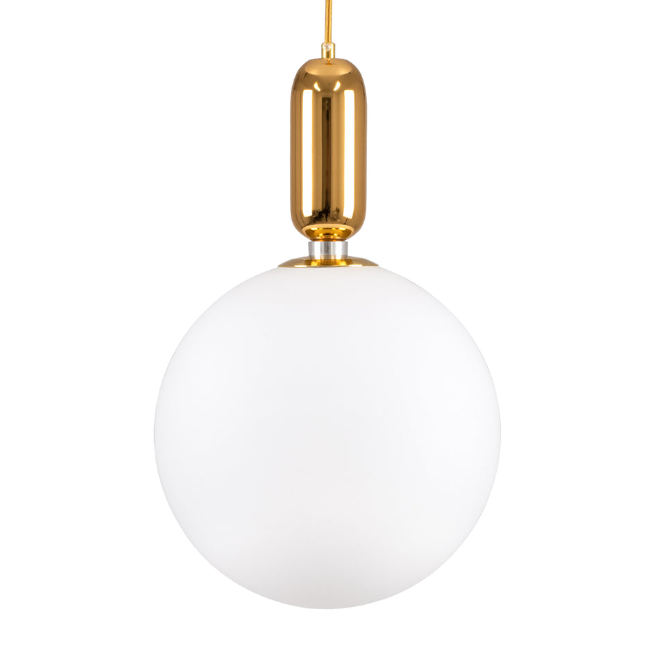 GLOBOSTAR® MAVERICK 00940 Μοντέρνο Κρεμαστό Φωτιστικό Οροφής με Ντουί 1 x E27 AC 220-240V IP20 - Χρυσό & Λευκό - Μ30 x Π30 x Υ48cm