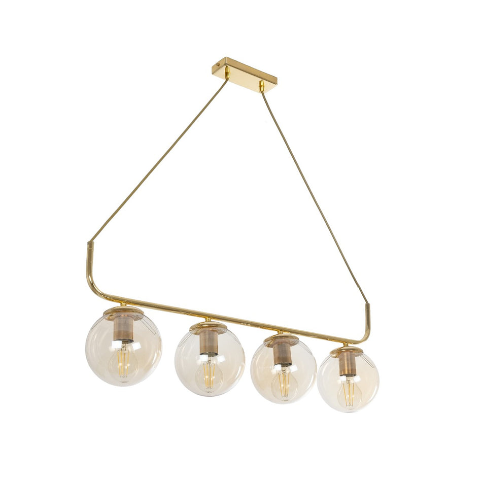 GLOBOSTAR® LATTICE 203-0019 Μοντέρνο Κρεμαστό Φωτιστικό Οροφής με Ντουί 4 x E27 AC 220-240V IP20 - Χρυσό - Μ78 x Π15 x Υ81cm