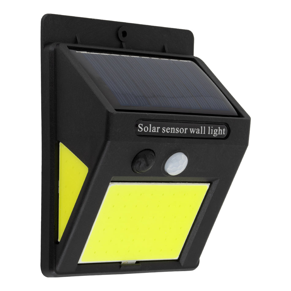 GLOBOSTAR® VELION 71496 Προβολέας με Ανιχνευτή PIR / Αισθητήρα Κίνησης LED 12W 600lm 180° DC 5V με Φωτοβολταϊκό Panel 5V 0.3W & Επαναφορτιζόμενη Μπαταρία Li-ion 3.2V 1200mAh Αδιάβροχο IP65 Ψυχρό Λευκό 6000K - Sanan COB Chip - Μαύρο - Μ9.6 x Π4.8 x Υ12....