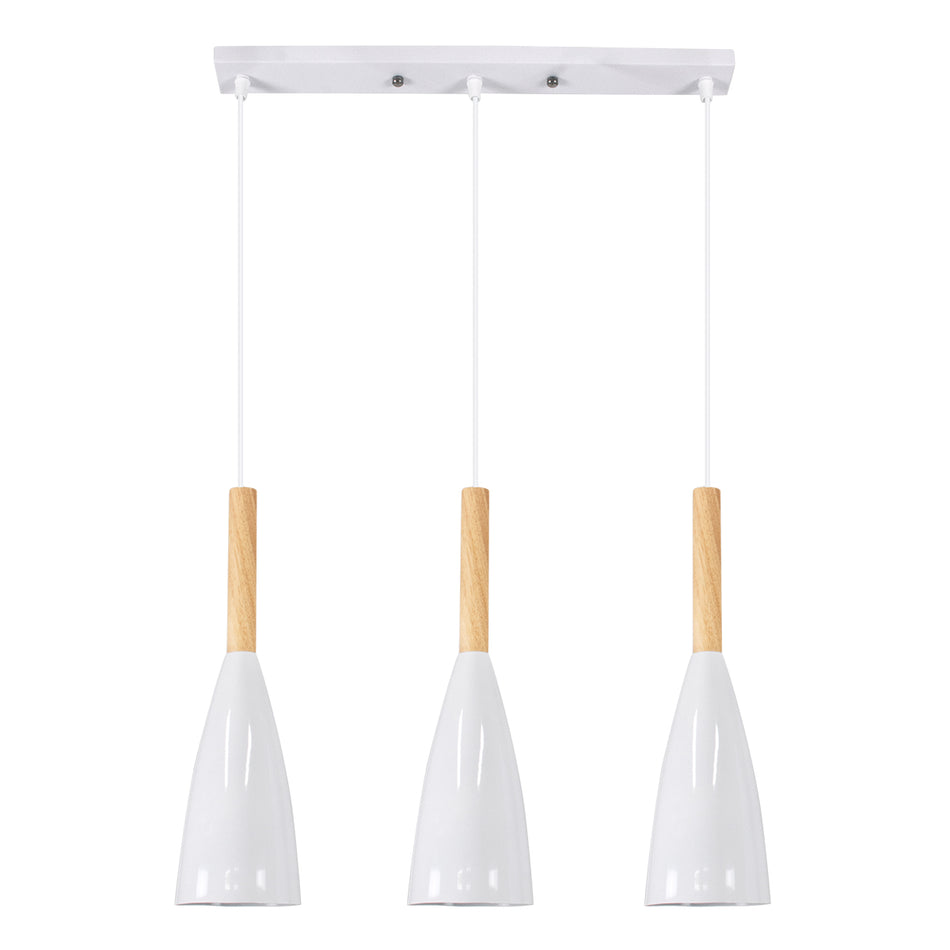 GLOBOSTAR® DILLON 00631 Μοντέρνο Κρεμαστό Φωτιστικό Οροφής με Ντουί 3 x E27 AC 220-240V IP20 - Λευκό & Μπεζ - Μ54 x Π14 x Υ130cm