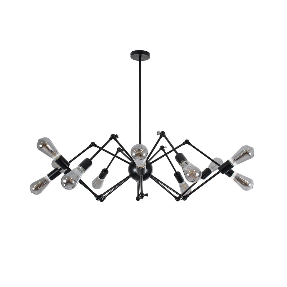 GLOBOSTAR® SPIDER 01012 Vintage Φωτιστικό Οροφής με Ντουί 12 x E27 AC 220-240V IP20 - Μαύρο - Μ100 x Π100 x Υ40cm