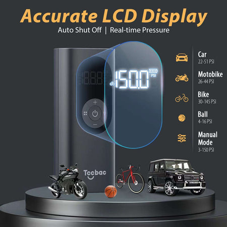 TCCBAC TC-AP01 Τρόμπα Αυτοκινήτου 150PSI Επαναφορτιζόμενη 12V