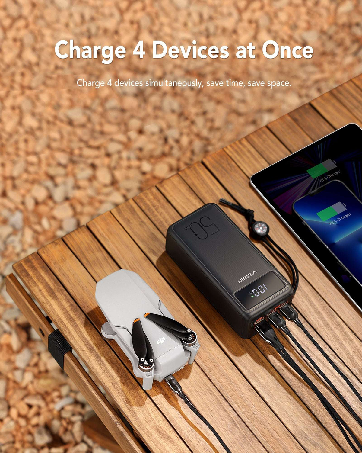 Veger W5001 Tank Lite Power Bank 50000mAh 22.5W, 3 USB-A Ports & USB-C Port Power Delivery