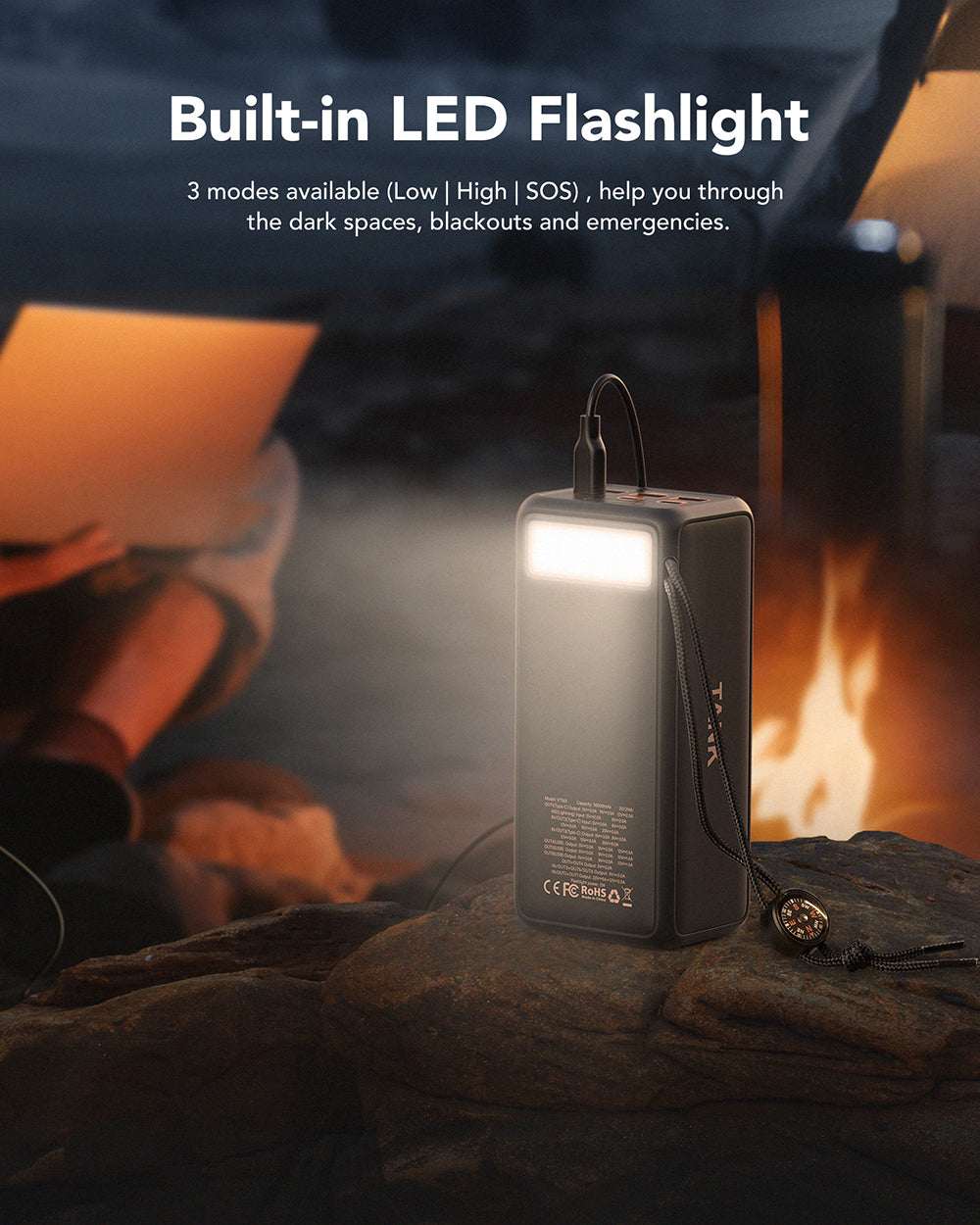 Veger W5001C Tank Boost Power Bank 56000mAh 100W with 3 USB-A Ports and 2 USB-C Ports Power Delivery Black