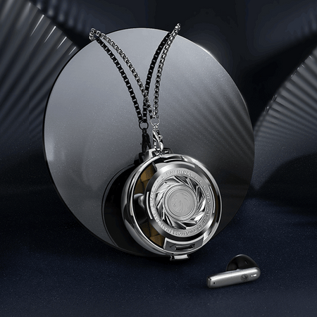 Recci REP-W56 Angle-Wing Necklace In-ear Bluetooth Handsfree Earphones with Charging Case Silver