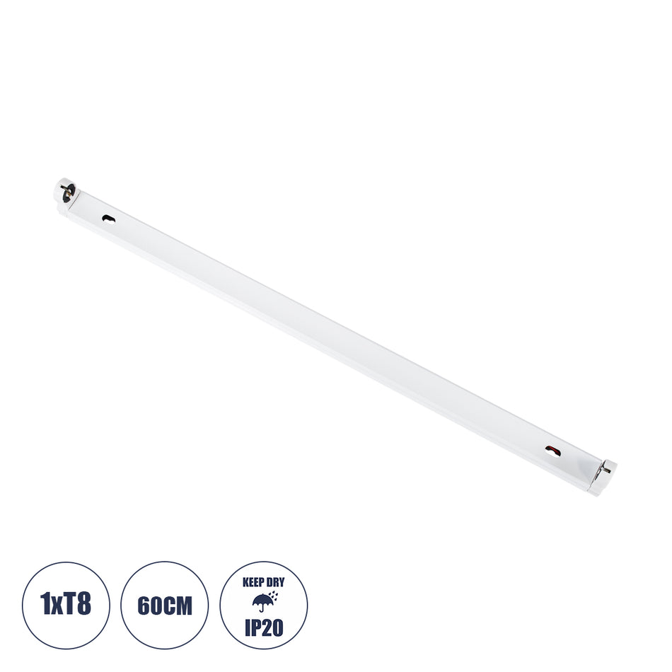TUBATO 60147 Μεταλλικό Σκαφάκι για 1 x Λάμπα 60CM T8 G13 LED  IP20 Μ60 x Π3.4 x Υ4.3cm - 5 Χρόνια Εγγύηση