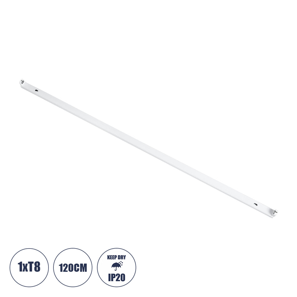 TUBATO 60149 Μεταλλικό Σκαφάκι για 1 x Λάμπα 120CM T8 G13 LED  IP20 Μ120 x Π3.4 x Υ4.3cm - 5 Χρόνια Εγγύηση