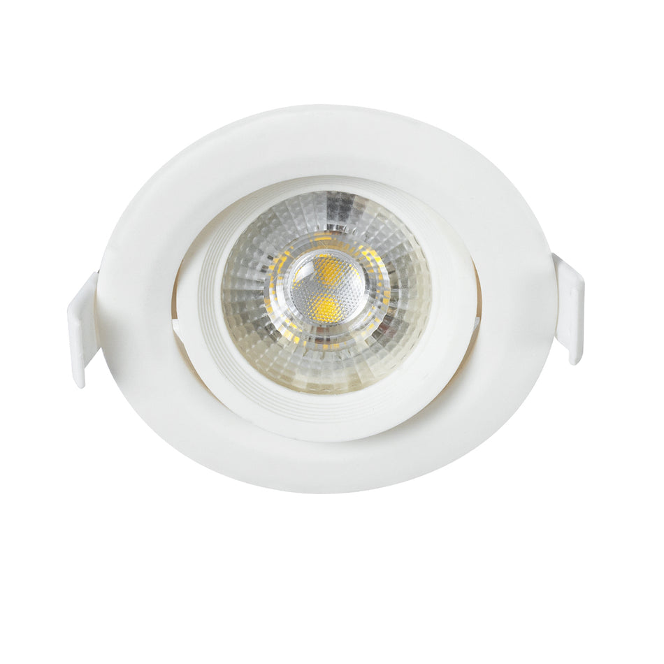 GLOBOSTAR® DE VALERA 60183 Χωνευτό Κινούμενο Downlight Σποτ LED 5W 485lm 60° AC 220-240V IP20 Φυσικό Λευκό 4500K - Bridgelux SMD Chip & TÜV SÜD Driver - Λευκό Ματ - Μ9 x Π9 x Υ4cm / Q8cm - 3 Χρόνια Εγγύηση