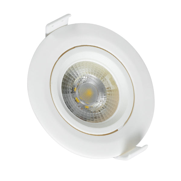 DE VALERA 60183 Χωνευτό LED Κινούμενο Spot Downlight 5W 485lm 60° AC 220-240V IP44 Φ9cm x Υ4cm - Στρόγγυλο - Λευκό - Φυσικό Λευκό 4500K - Bridgelux Chip - TÜV Certified Driver - 5 Χρόνια Εγγύηση