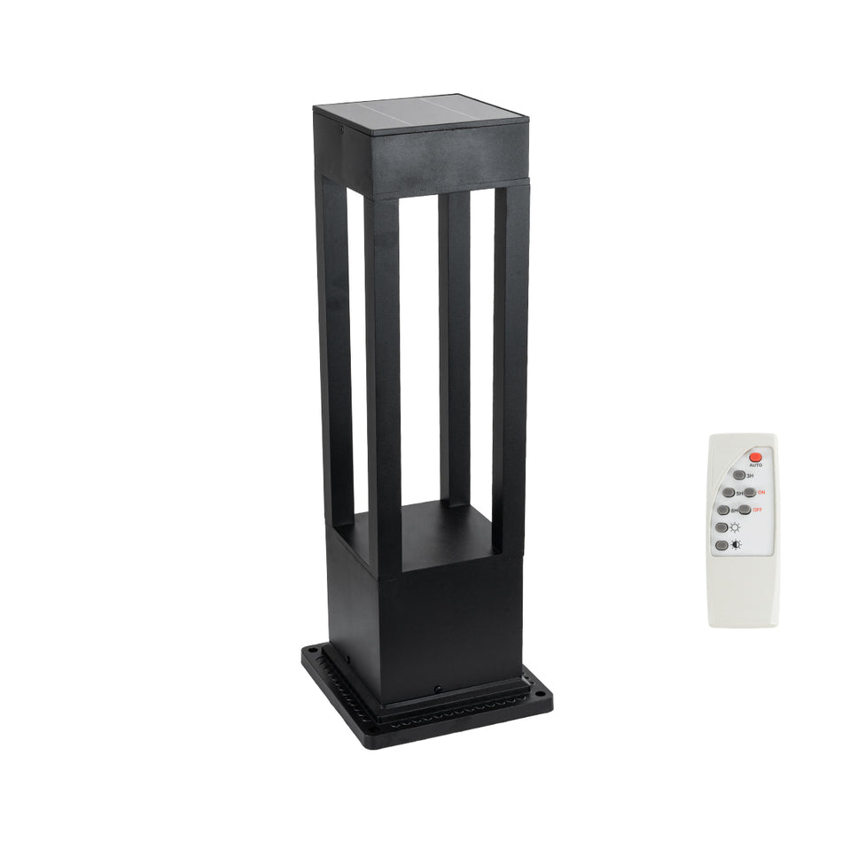 GLOBOSTAR® HONEYBEE 90537 Φωτιστικό Κολωνάκι Κήπου LED 10W 500lm 120° με Ενσωματωμένο Φωτοβολταϊκό Panel 6V 2W & Επαναφορτιζόμενη Μπαταρία Li-ion 3.2V 4000mAh με Αισθητήρα Ημέρας-Νύχτας Αδιάβροχο IP65 Ψυχρό Λευκό 6000K - Γκρι Ανθρακί - Μ20 x Π20 x Υ60c...