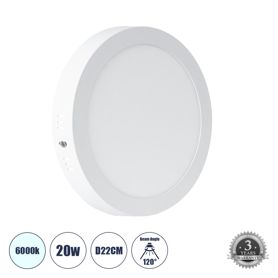 GLOBOSTAR® PANELO 60200 Panel Οροφής LED 20W 2000lm 120° AC 220-240V IP20 Ψυχρό Λευκό 6000K - Lumileds SMD Chip & TÜV SÜD Driver - Λευκό Γαλακτερό - Μ22 x Π22 x Υ3cm / Q20cm - 3 Χρόνια Εγγύηση