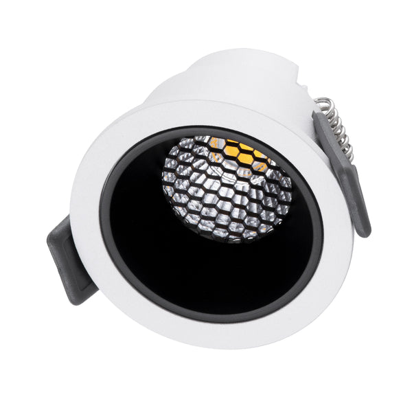 PLUTO-S 60246 Χωνευτό LED Spot Downlight TrimLess Φ6.4cm 7W 910lm 38° AC 220-240V IP20 - Στρόγγυλο - Λευκό με Μαύρο Κάτοπτρο & Anti-Glare HoneyComb - Φυσικό Λευκό 4500K - Bridgelux COB - 5 Years Warranty