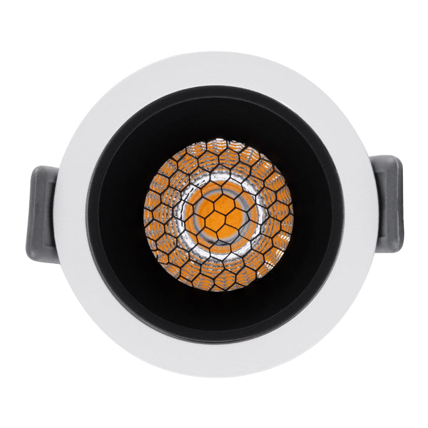 PLUTO-S 60246 Χωνευτό LED Spot Downlight TrimLess Φ6.4cm 7W 910lm 38° AC 220-240V IP20 - Στρόγγυλο - Λευκό με Μαύρο Κάτοπτρο & Anti-Glare HoneyComb - Φυσικό Λευκό 4500K - Bridgelux COB - 5 Years Warranty