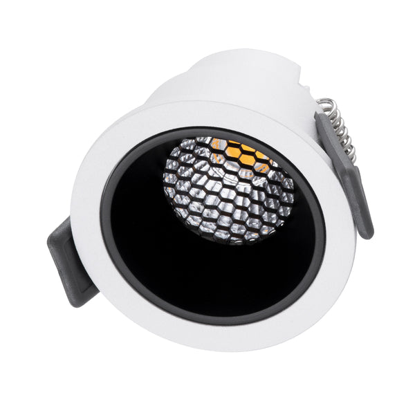 PLUTO-S 60247 Χωνευτό LED Spot Downlight TrimLess Φ6.4cm 7W 875lm 38° AC 220-240V IP20 - Στρόγγυλο - Λευκό με Μαύρο Κάτοπτρο & Anti-Glare HoneyComb - Θερμό Λευκό 2700K - Bridgelux COB - 5 Years Warranty