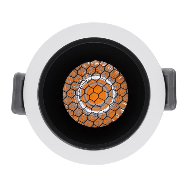 PLUTO-S 60247 Χωνευτό LED Spot Downlight TrimLess Φ6.4cm 7W 875lm 38° AC 220-240V IP20 - Στρόγγυλο - Λευκό με Μαύρο Κάτοπτρο & Anti-Glare HoneyComb - Θερμό Λευκό 2700K - Bridgelux COB - 5 Years Warranty