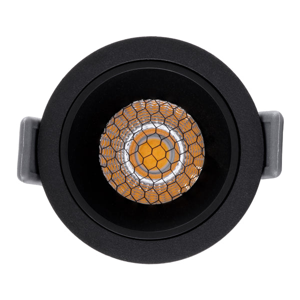 PLUTO-S 60250 Χωνευτό LED Spot Downlight TrimLess Φ6.4cm 7W 910lm 38° AC 220-240V IP20  - Στρόγγυλο - Μαύρο & Anti-Glare HoneyComb - Φυσικό Λευκό 4500K - Bridgelux COB - 5 Years Warranty