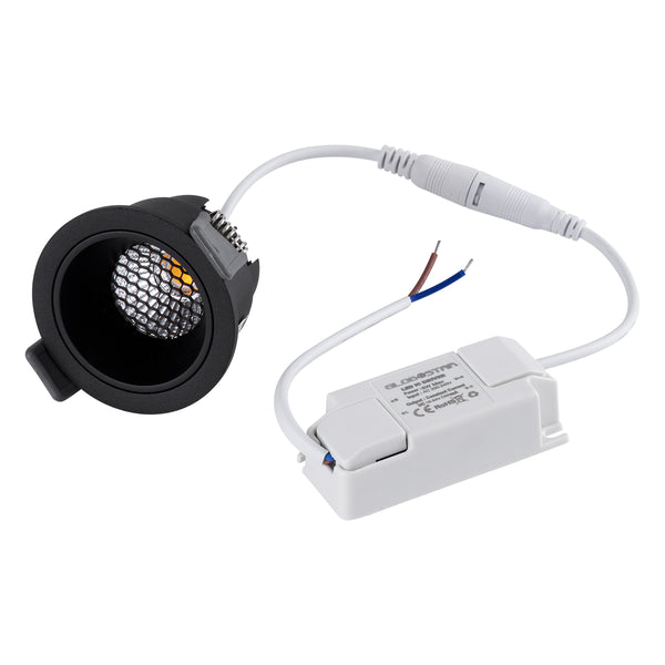 PLUTO-S 60250 Χωνευτό LED Spot Downlight TrimLess Φ6.4cm 7W 910lm 38° AC 220-240V IP20  - Στρόγγυλο - Μαύρο & Anti-Glare HoneyComb - Φυσικό Λευκό 4500K - Bridgelux COB - 5 Years Warranty