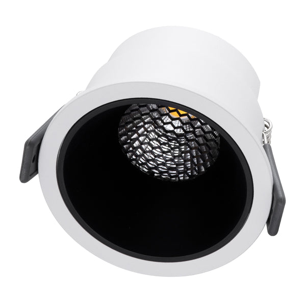 PLUTO-M 60252 Χωνευτό LED Spot Downlight TrimLess Φ8.4cm 10W 1300lm 38° AC 220-240V IP20 - Στρόγγυλο - Λευκό με Μαύρο Κάτοπτρο & Anti-Glare HoneyComb - Φυσικό Λευκό 4500K - Bridgelux COB - 5 Years Warranty