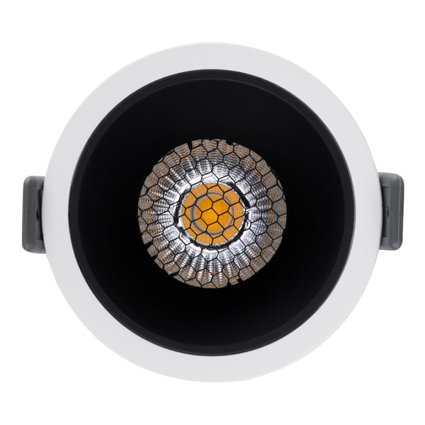 PLUTO-M 60252 Χωνευτό LED Spot Downlight TrimLess Φ8.4cm 10W 1300lm 38° AC 220-240V IP20 - Στρόγγυλο - Λευκό με Μαύρο Κάτοπτρο & Anti-Glare HoneyComb - Φυσικό Λευκό 4500K - Bridgelux COB - 5 Years Warranty