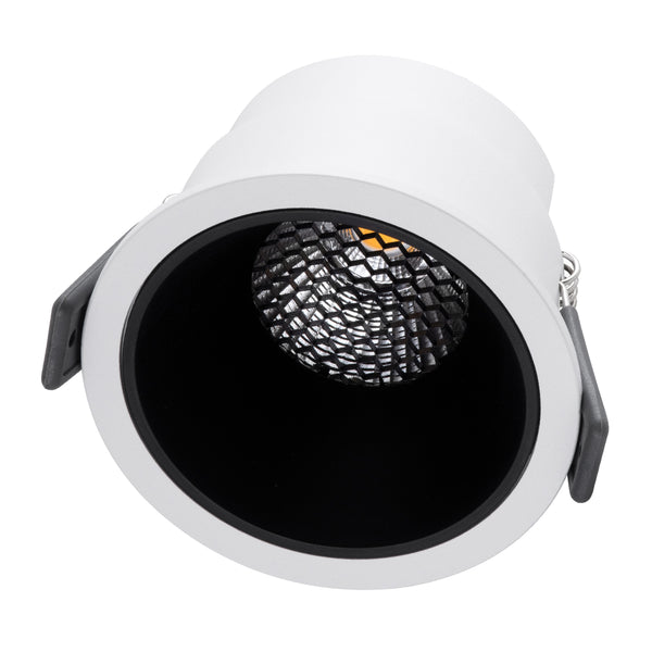 PLUTO-M 60253 Χωνευτό LED Spot Downlight TrimLess Φ8.4cm 10W 1250lm 38° AC 220-240V IP20 - Στρόγγυλο - Λευκό με Μαύρο Κάτοπτρο & Anti-Glare HoneyComb - Θερμό Λευκό 2700K - Bridgelux COB - 5 Years Warranty