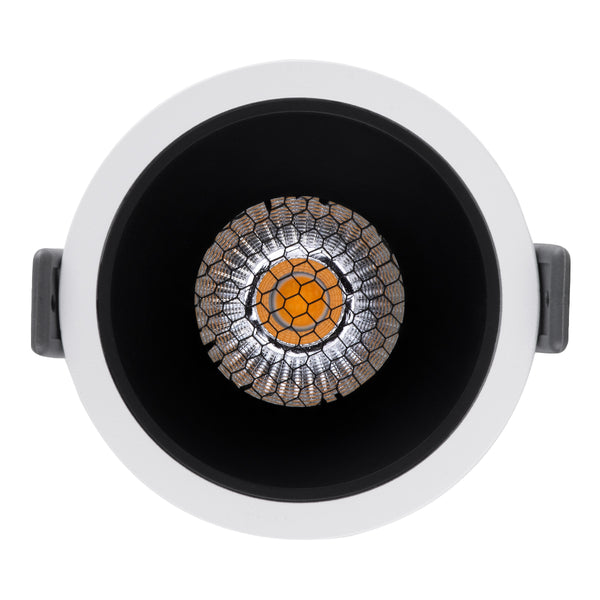 PLUTO-M 60253 Χωνευτό LED Spot Downlight TrimLess Φ8.4cm 10W 1250lm 38° AC 220-240V IP20 - Στρόγγυλο - Λευκό με Μαύρο Κάτοπτρο & Anti-Glare HoneyComb - Θερμό Λευκό 2700K - Bridgelux COB - 5 Years Warranty