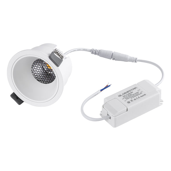 PLUTO-M 60254 Χωνευτό LED Spot Downlight TrimLess Φ8.4cm 10W 1300lm 38° AC 220-240V IP20 - Στρόγγυλο - Λευκό & Anti-Glare HoneyComb - Φυσικό Λευκό 4500K - Bridgelux COB - 5 Years Warranty