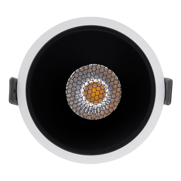 PLUTO-B 60258 Χωνευτό LED Spot Downlight TrimLess Φ10.4cm 15W 1950lm 38° AC 220-240V IP20 - Στρόγγυλο - Λευκό με Μαύρο Κάτοπτρο & Anti-Glare HoneyComb - Φυσικό Λευκό 4500K - Bridgelux COB - 5 Years Warranty