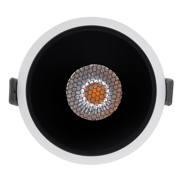 PLUTO-B 60259 Χωνευτό LED Spot Downlight TrimLess Φ10.4cm 15W 1875lm 38° AC 220-240V IP20 - Στρόγγυλο - Λευκό με Μαύρο Κάτοπτρο & Anti-Glare HoneyComb - Θερμό Λευκό 2700K - Bridgelux COB - 5 Years Warranty