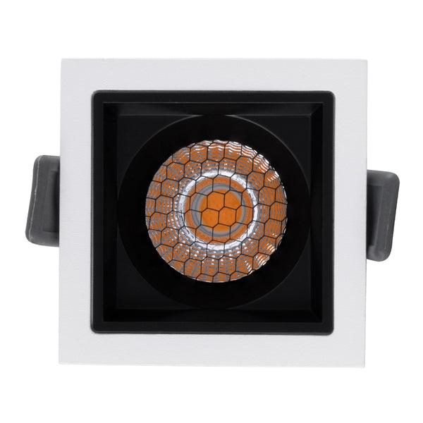 PLUTO-S 60265 Χωνευτό LED Spot Downlight TrimLess Μ6.4xΠ6.4cm 7W 875lm 38° AC 220-240V IP20 Μ6.4 x Π6.4 x Υ4.9cm - Τετράγωνο - Λευκό με Μαύρο Κάτοπτρο & Anti-Glare HoneyComb - Θερμό Λευκό 2700K - Bridgelux COB - 5 Years Warranty