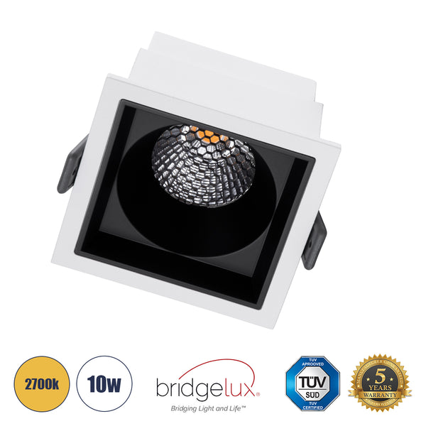 PLUTO-M 60271 Χωνευτό LED Spot Downlight TrimLess Μ8.4xΠ8.4cm 10W 1250lm 38° AC 220-240V IP20 Anti-Glare HoneyComb - Θερμό Λευκό 2700K - Bridgelux COB - 5 Years Warranty